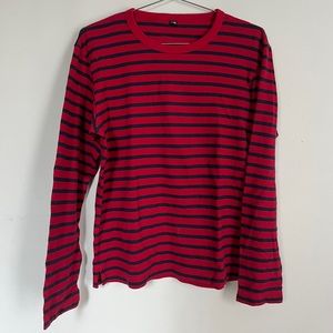 Red and Blue Striped Long Sleeve Shirt